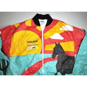 Graphic Jackets Texas Horses Tyvek Jacket Color block Windbreaker Vintage Lg